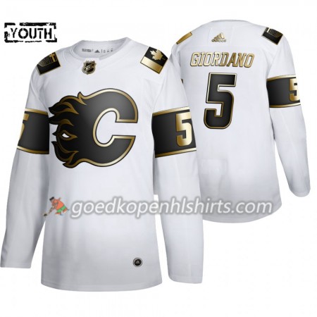 Calgary Flames Mark Giordano 5 Adidas 2019-2020 Golden Edition Wit Authentic Shirt - Kinderen